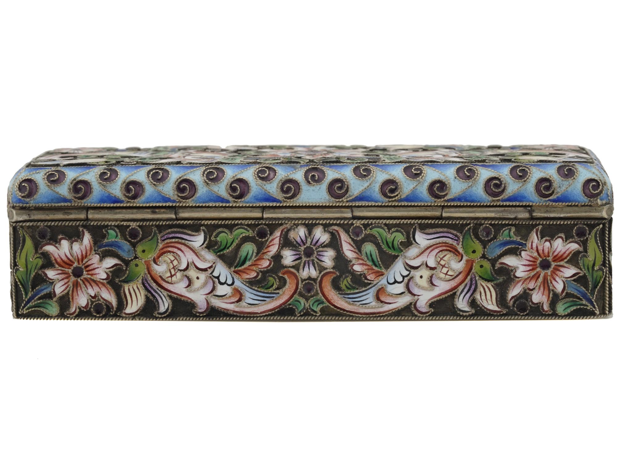 RUSSIAN SILVER AND ENAMEL CASKET PILL BOX PIC-4